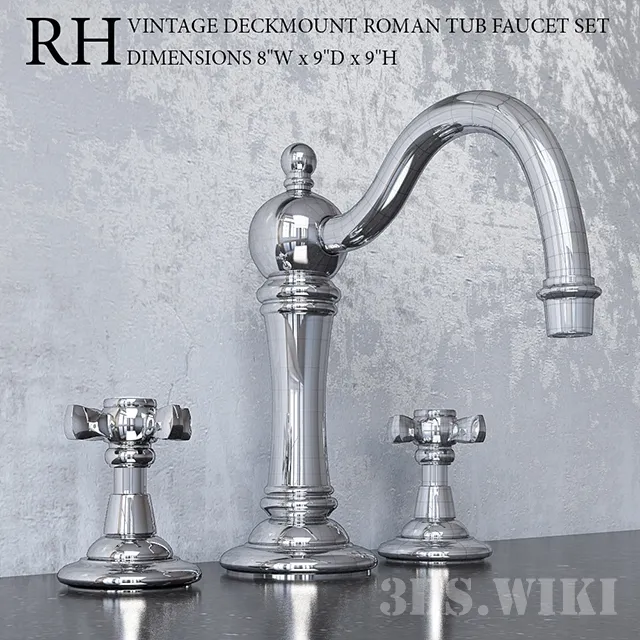 bathroom – VINTAGE DECKMOUNT ROMAN TUB FAUCET SET 3ds Max