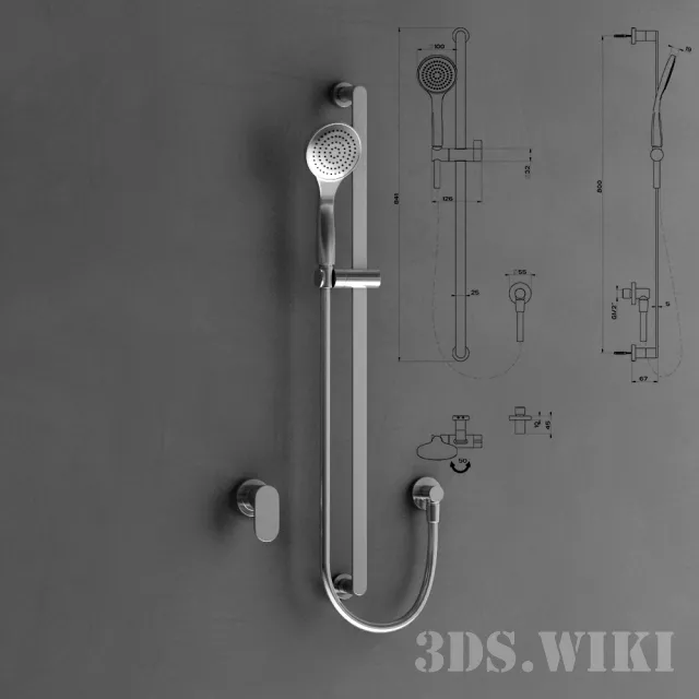bathroom – Wall-mounted shower Gessi Emporio 3ds Max