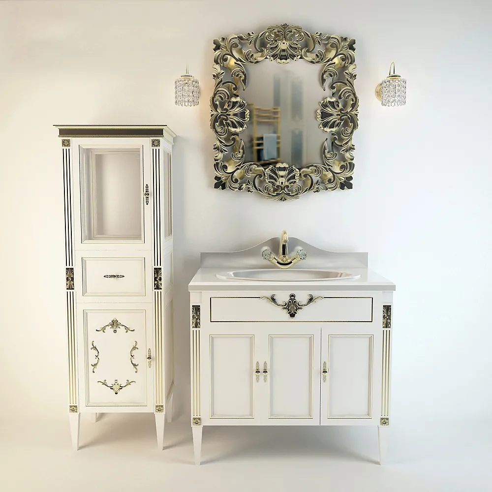 bathroom – Washbasin set with mirror 3ds Max