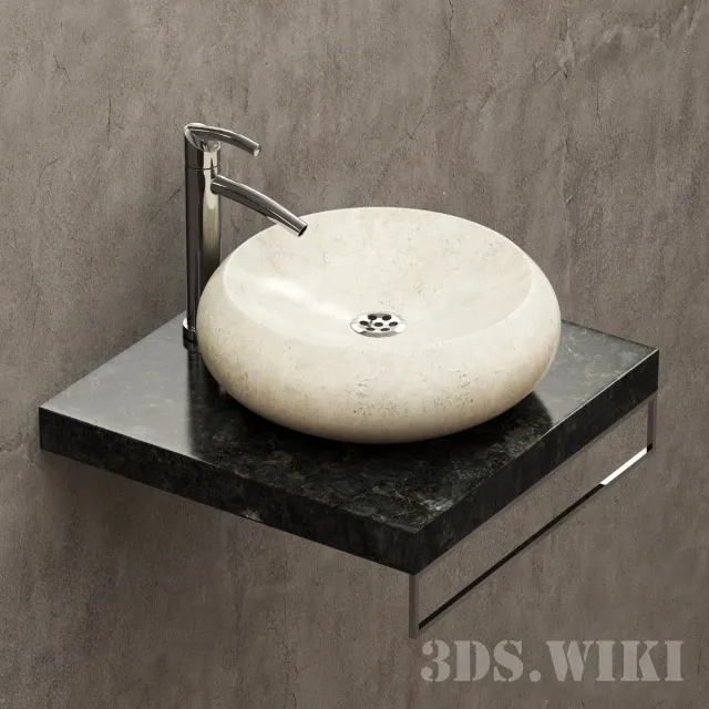 bathroom – Washing Stone Circle Sink 3ds Max