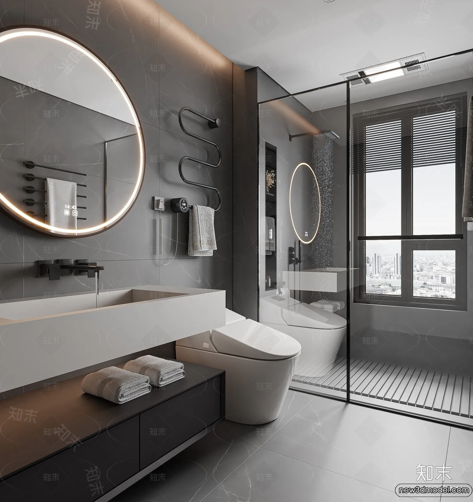 Bathroom – WC – Restroom – 3D Interior Scene – Modern Style – 003