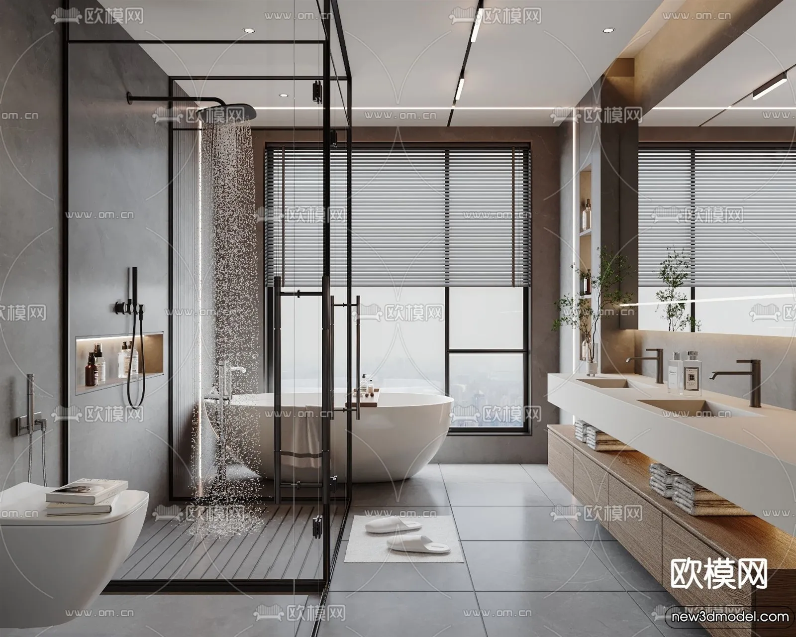 Bathroom – WC – Restroom – 3D Interior Scene – Modern Style – 007