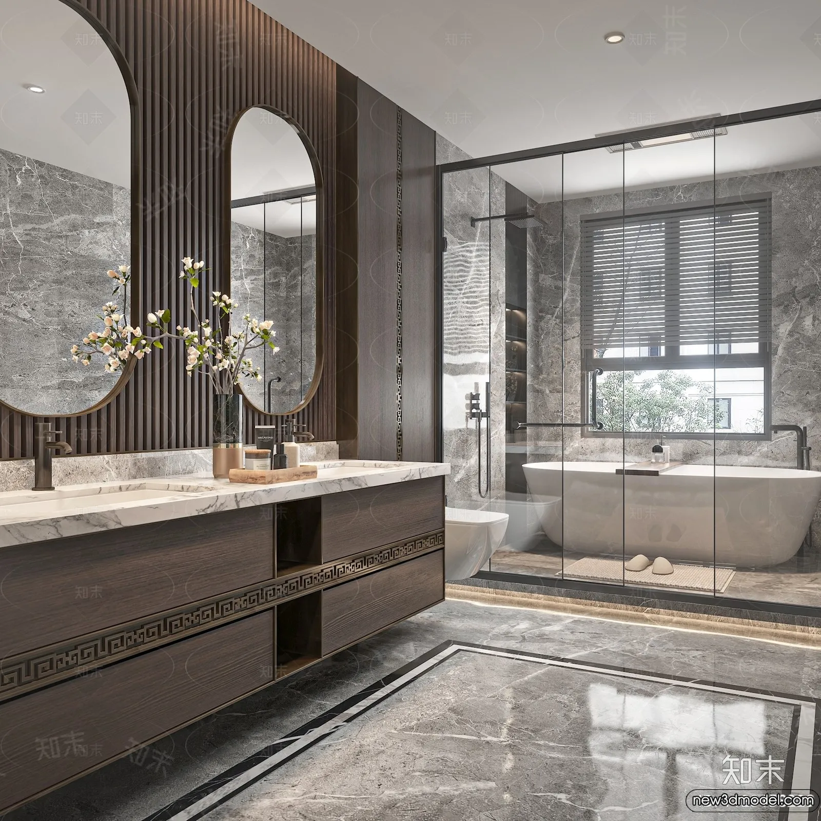 Bathroom – WC – Restroom – 3D Interior Scene – Modern Style – 020