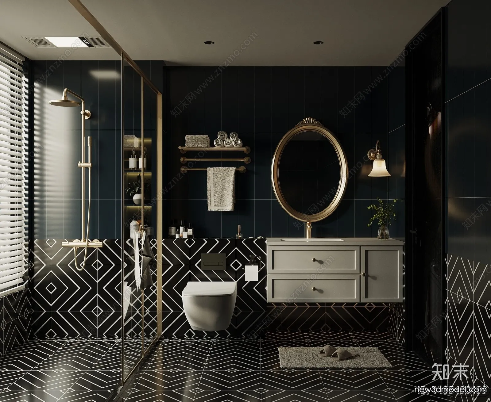 Bathroom – WC – Restroom – 3D Interior Scene – Modern Style – 021