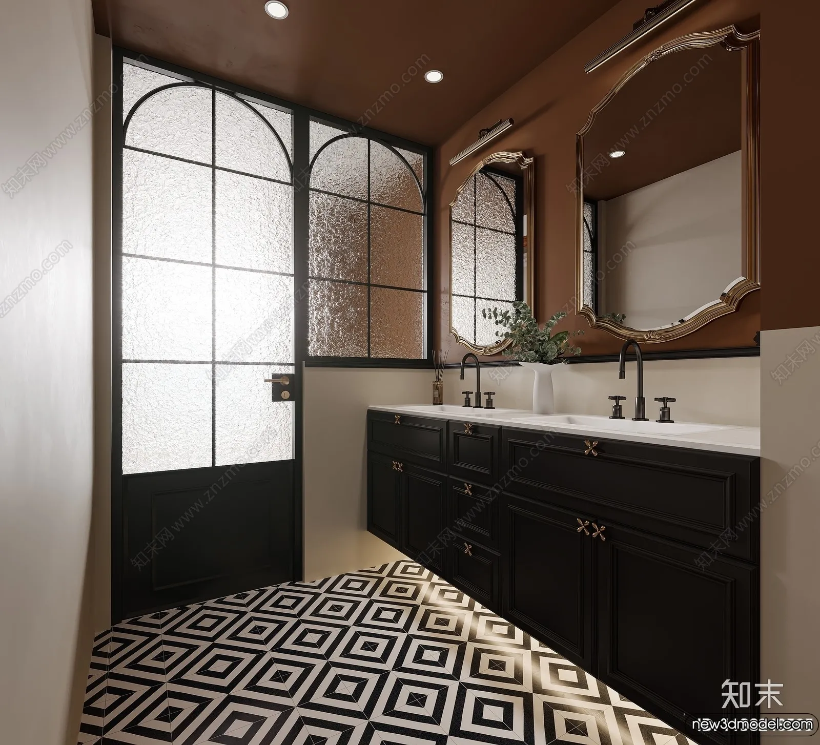 Bathroom – WC – Restroom – 3D Interior Scene – Modern Style – 023