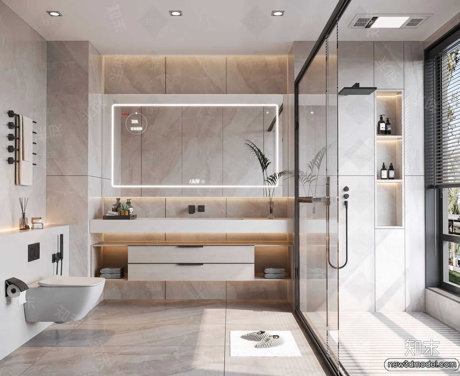 Bathroom – WC – Restroom – 3D Interior Scene – Modern Style – 024