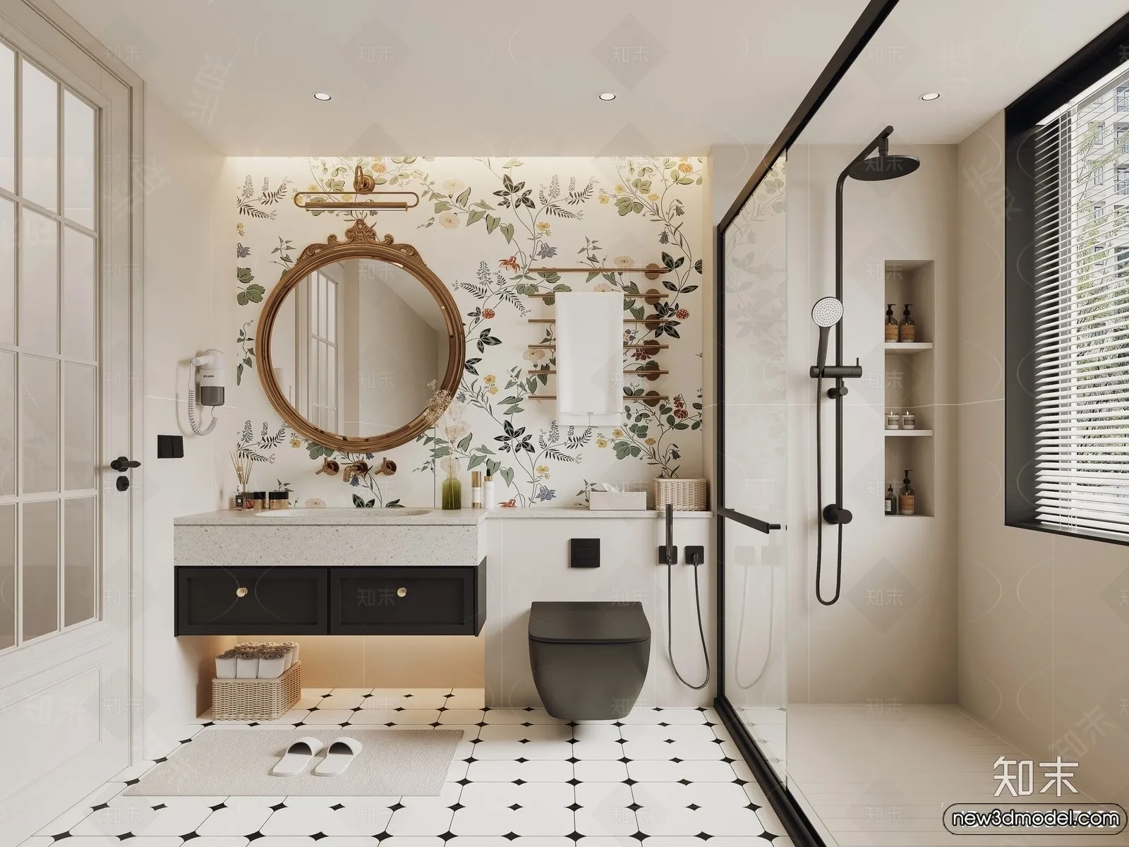 Bathroom – WC – Restroom – 3D Interior Scene – Modern Style – 026