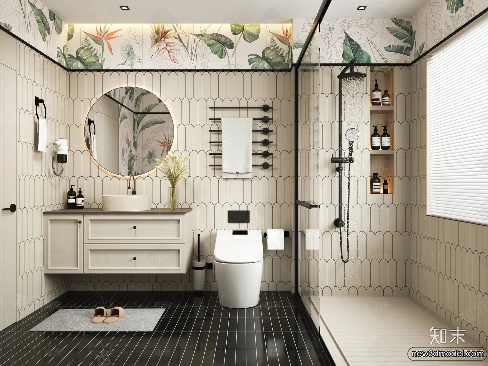 Bathroom – WC – Restroom – 3D Interior Scene – Modern Style – 033