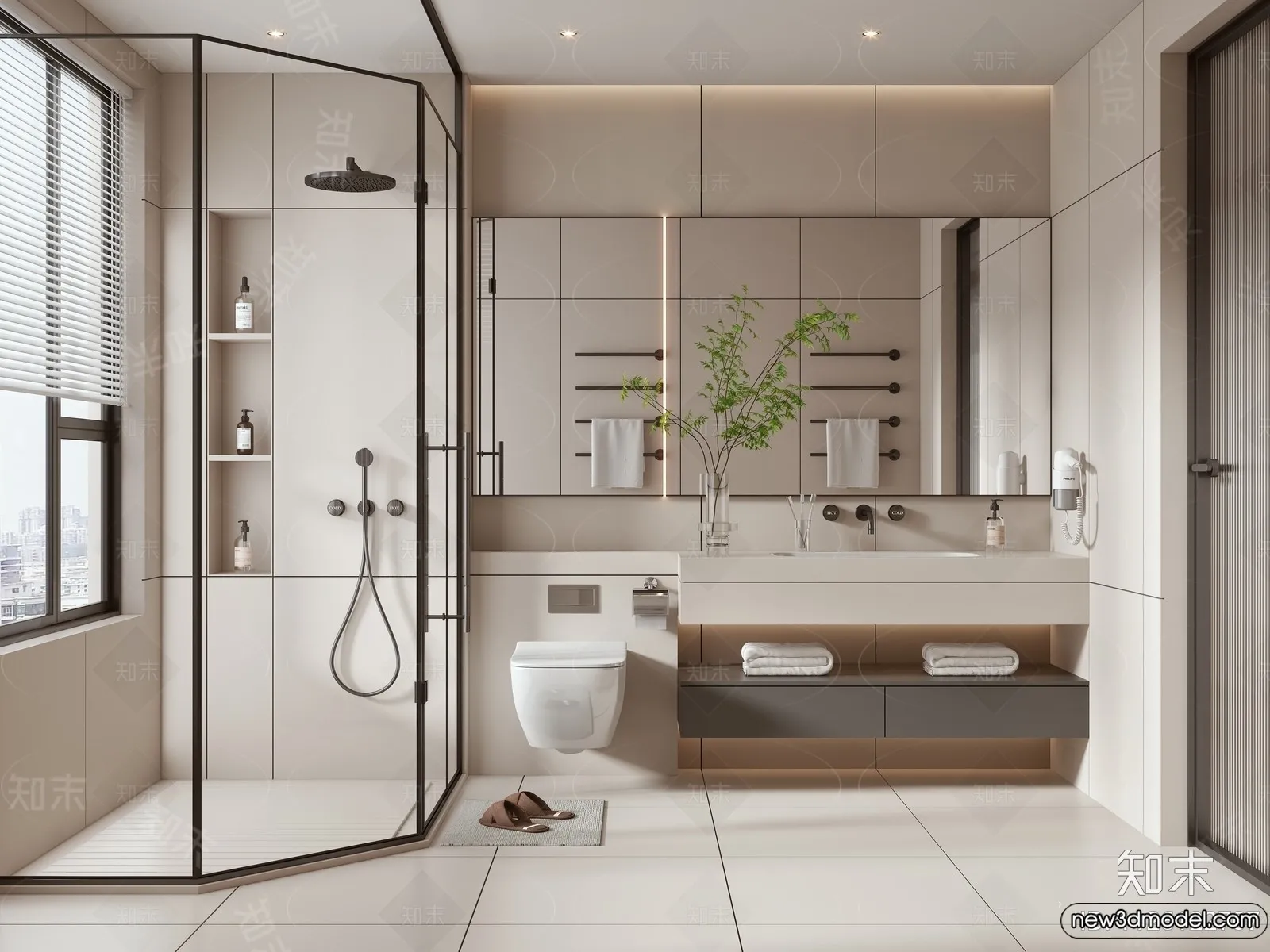 Bathroom – WC – Restroom – 3D Interior Scene – Modern Style – 035