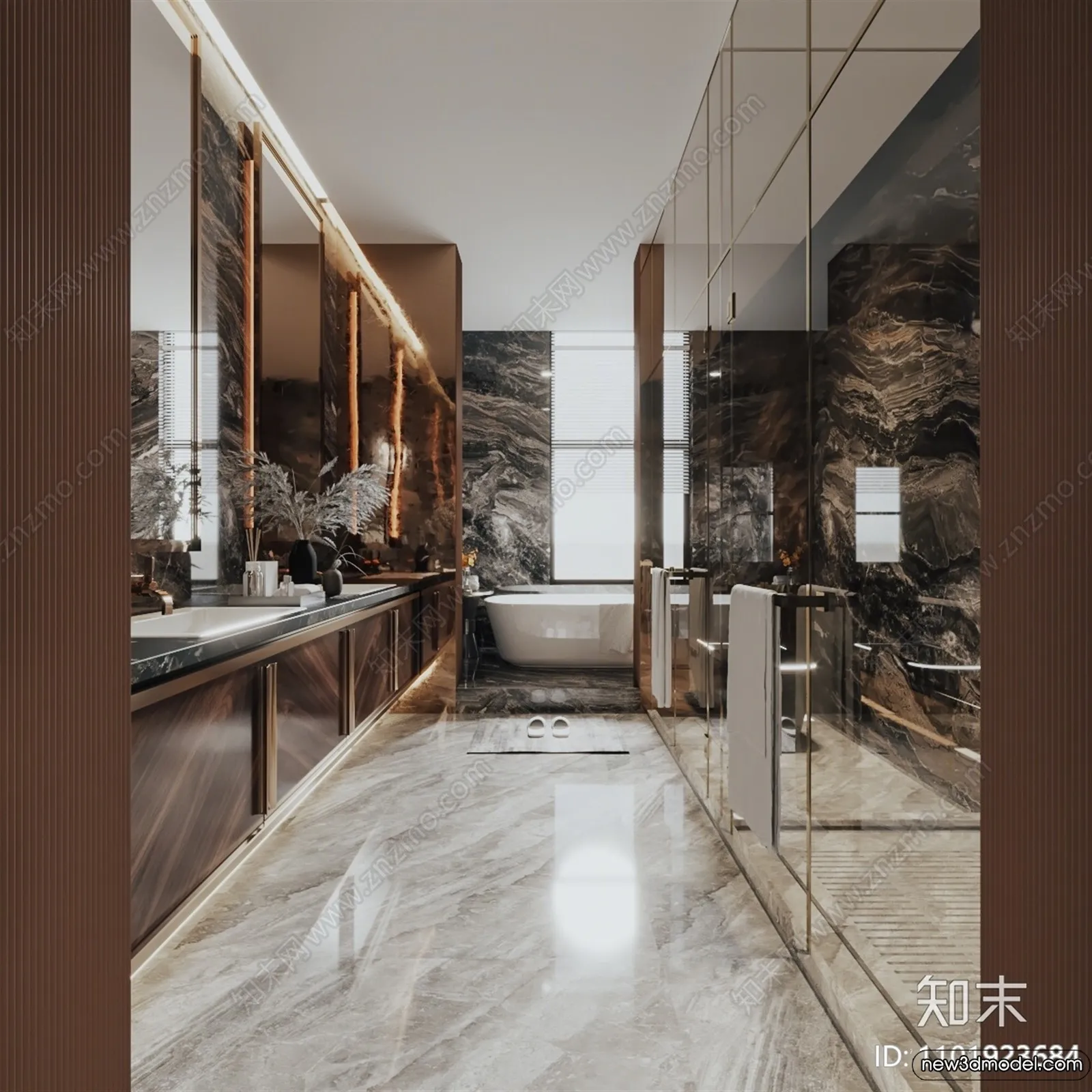 Bathroom – WC – Restroom – 3D Interior Scene – Modern Style – 039