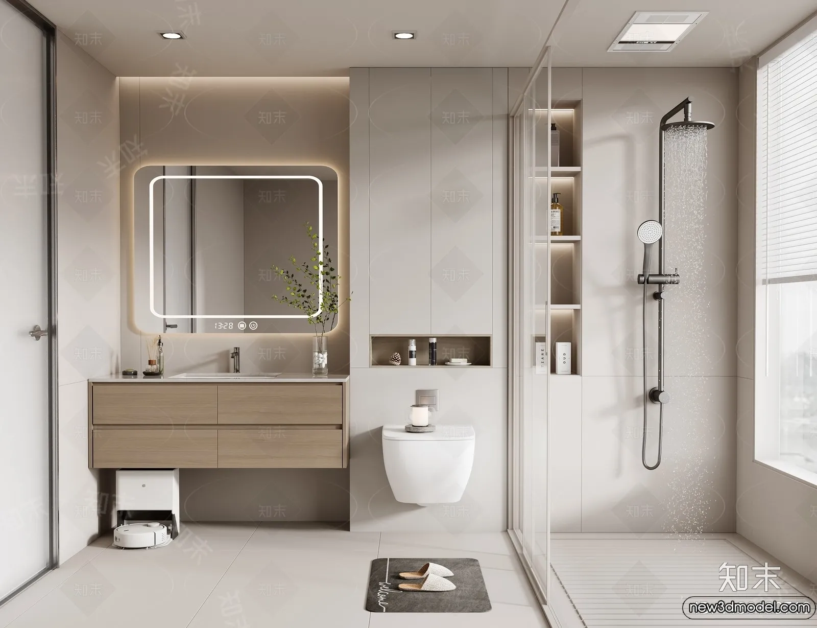 Bathroom – WC – Restroom – 3D Interior Scene – Modern Style – 040