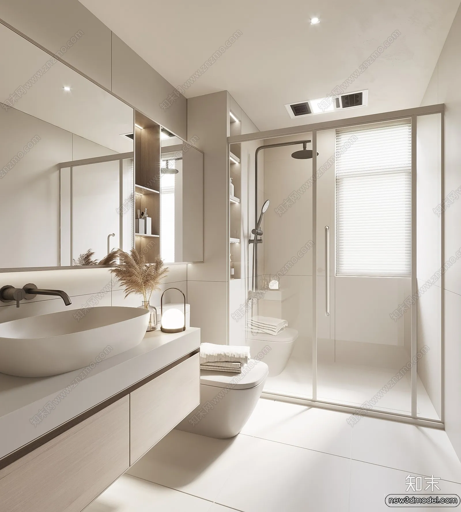 Bathroom – WC – Restroom – 3D Interior Scene – Modern Style – 042