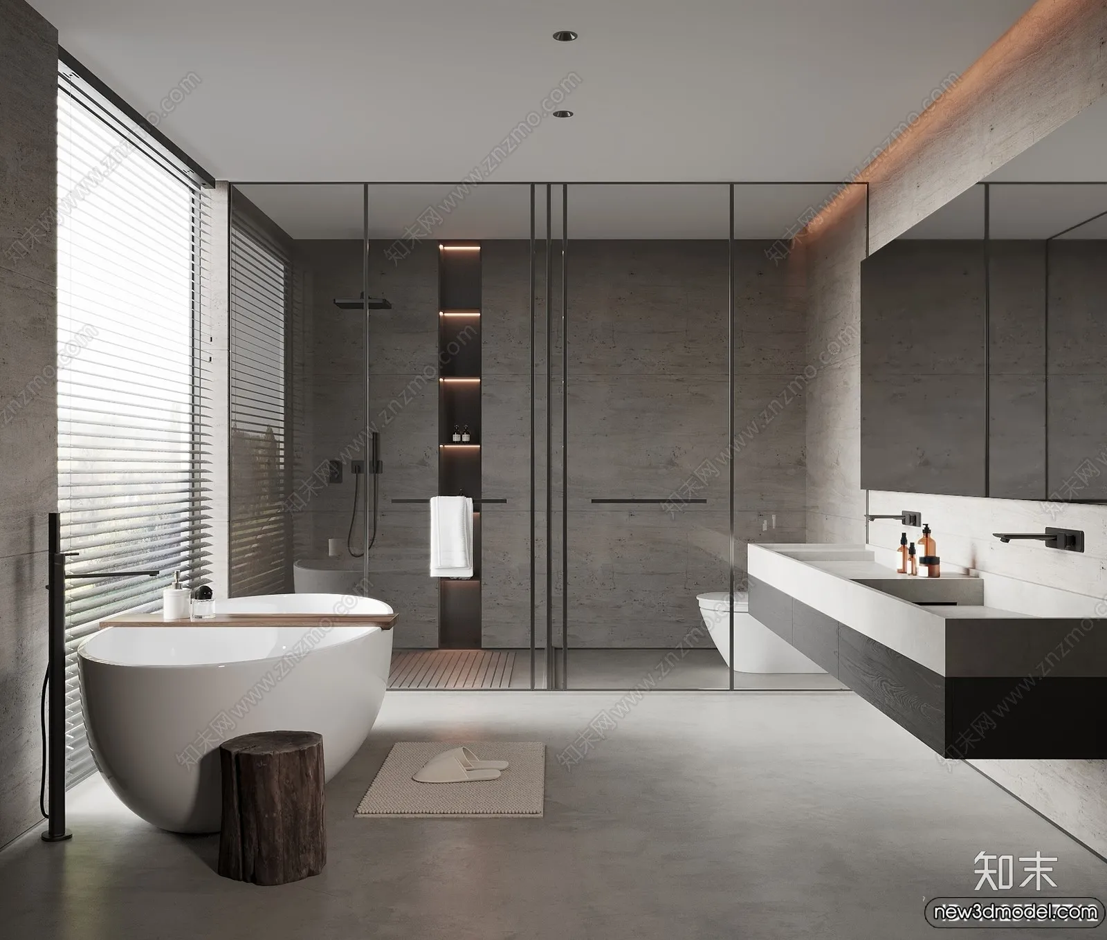 Bathroom – WC – Restroom – 3D Interior Scene – Modern Style – 043