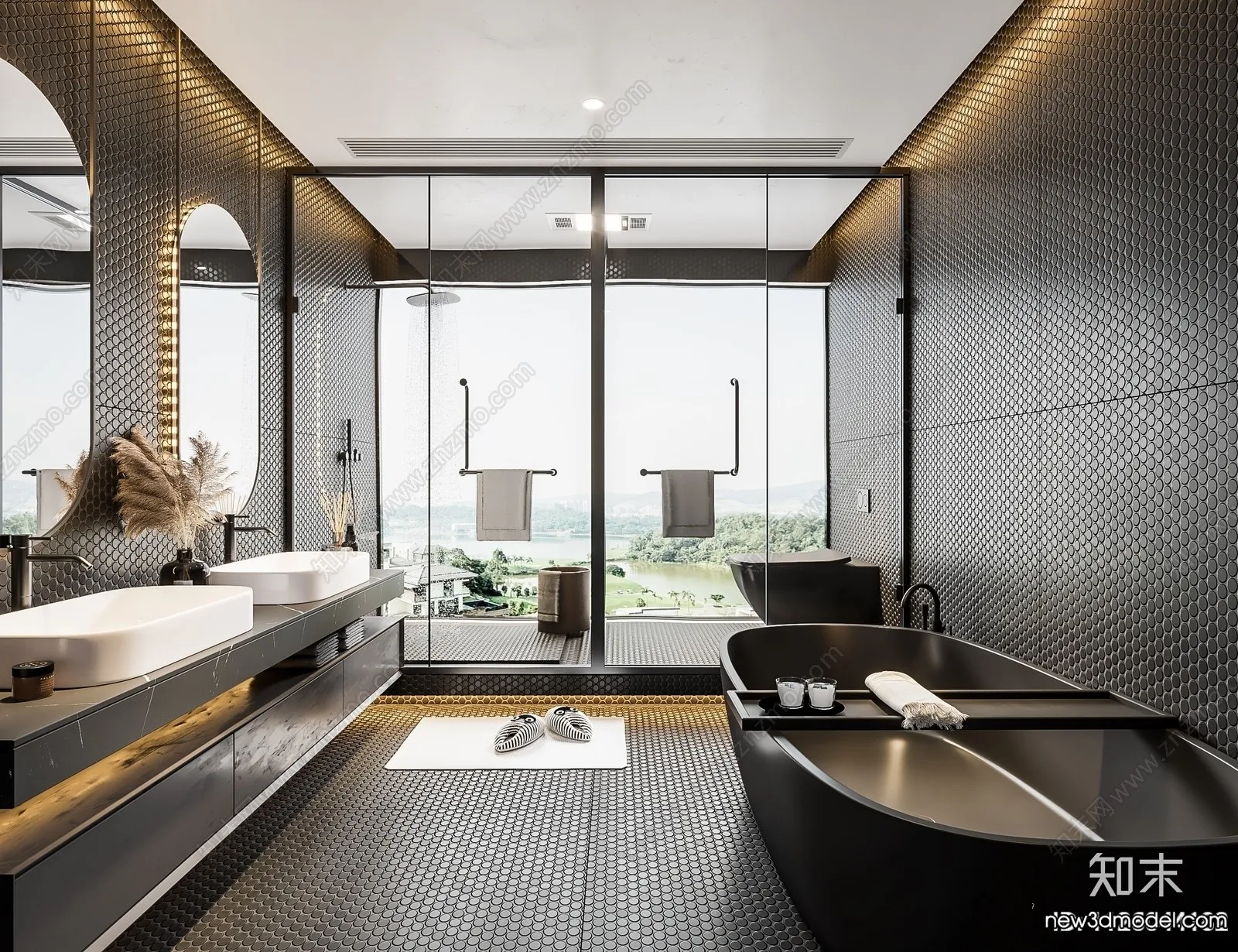 Bathroom – WC – Restroom – 3D Interior Scene – Modern Style – 045