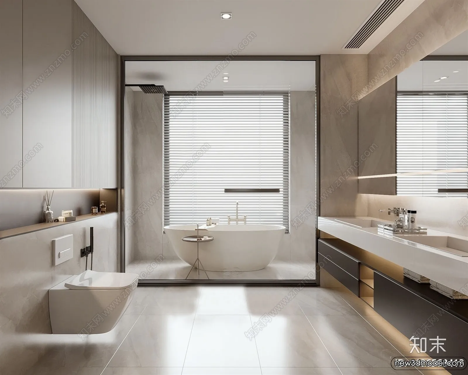 Bathroom – WC – Restroom – 3D Interior Scene – Modern Style – 046