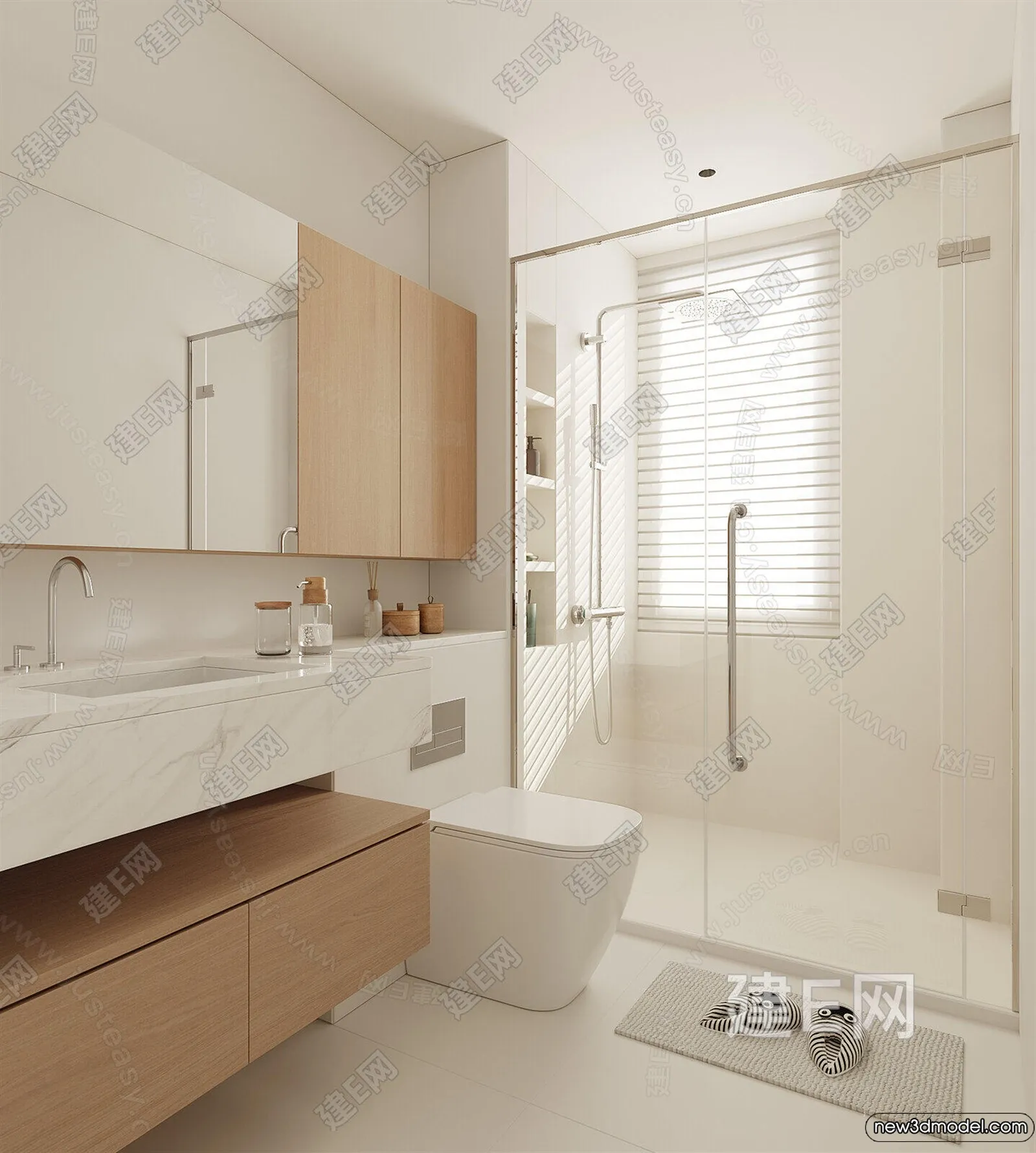 Bathroom – WC – Restroom – 3D Interior Scene – Modern Style – 048