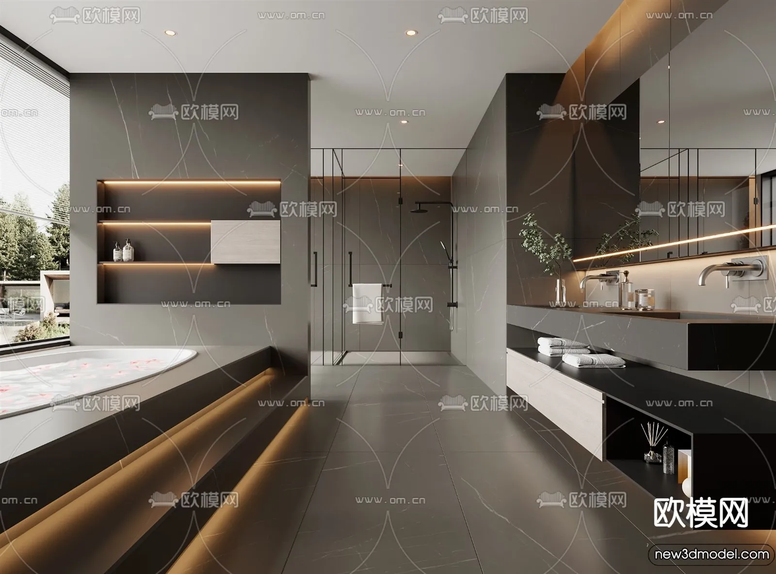 Bathroom – WC – Restroom – 3D Interior Scene – Modern Style – 049