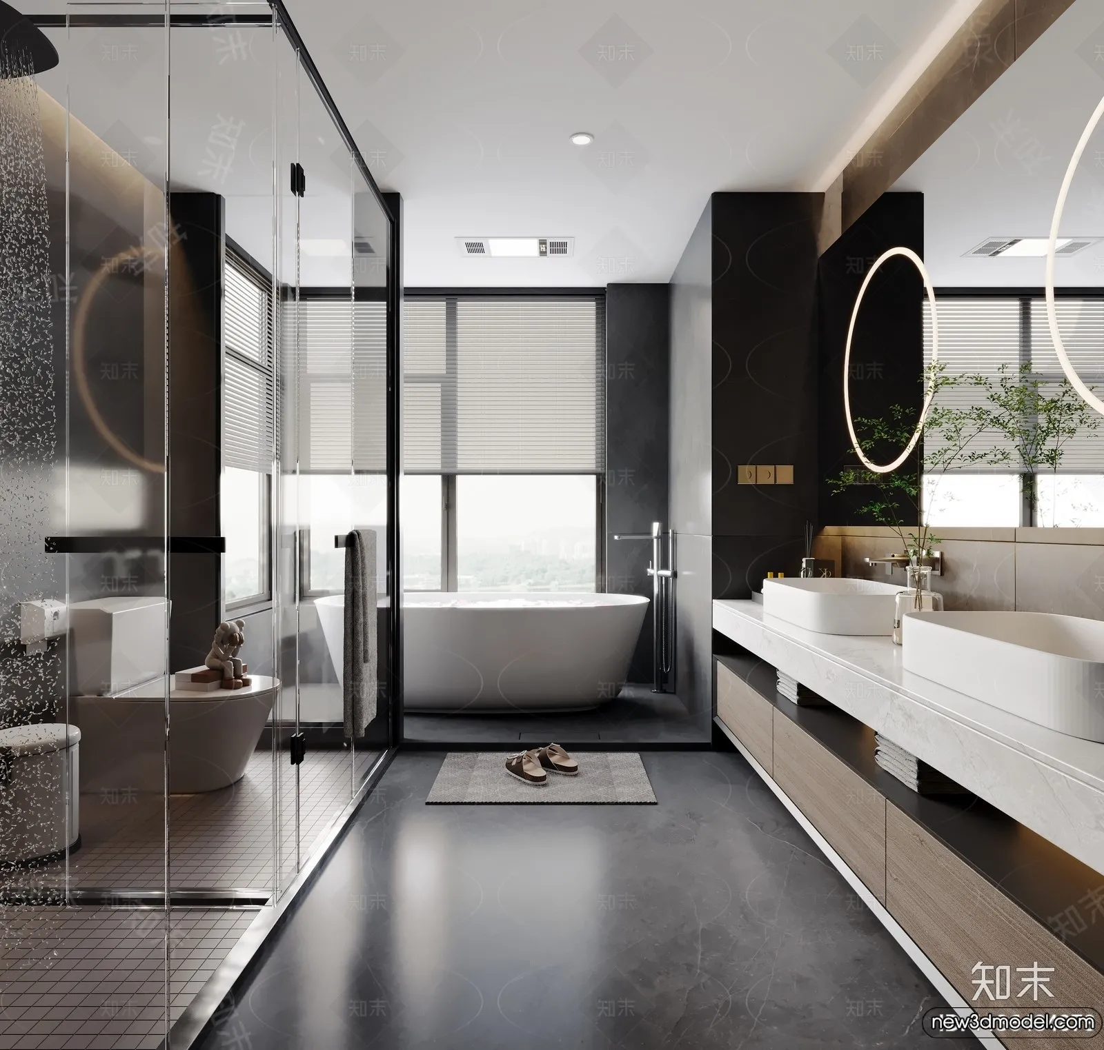 Bathroom – WC – Restroom – 3D Interior Scene – Modern Style – 051