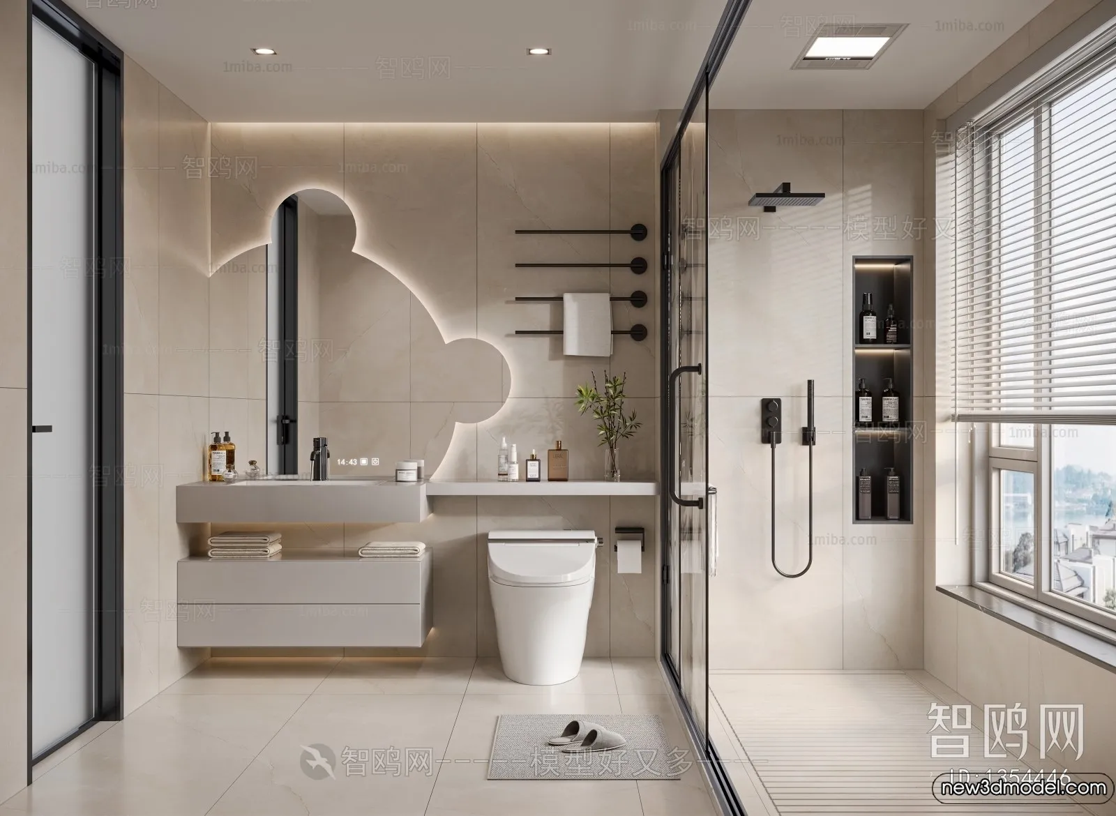 Bathroom – WC – Restroom – 3D Interior Scene – Modern Style – 053