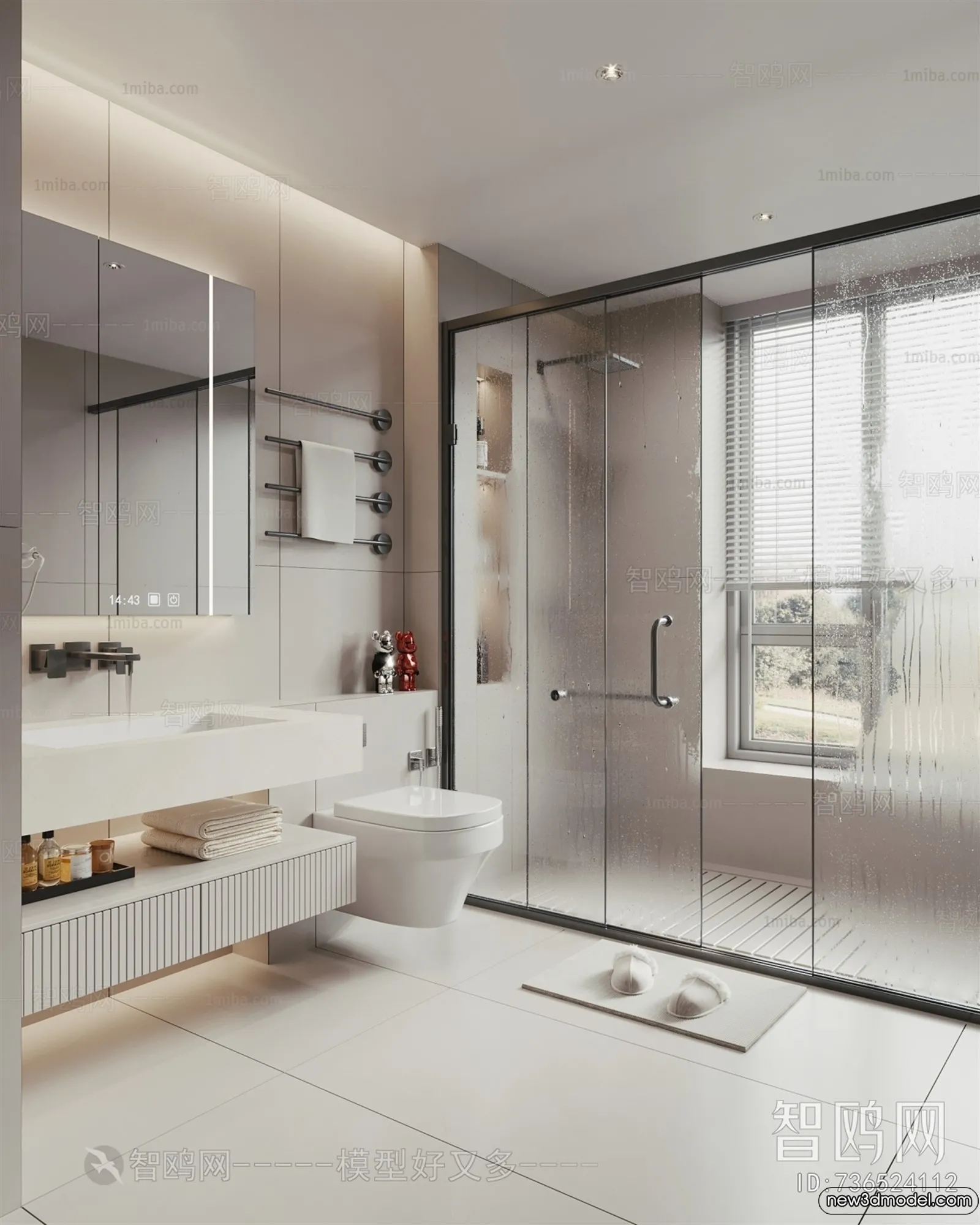 Bathroom – WC – Restroom – 3D Interior Scene – Modern Style – 056