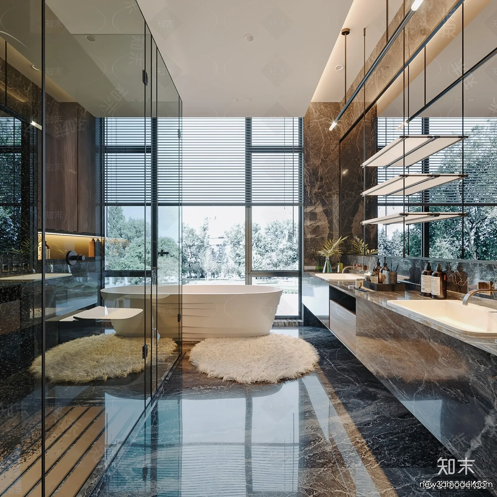 Bathroom – WC – Restroom – 3D Interior Scene – Modern Style – 058