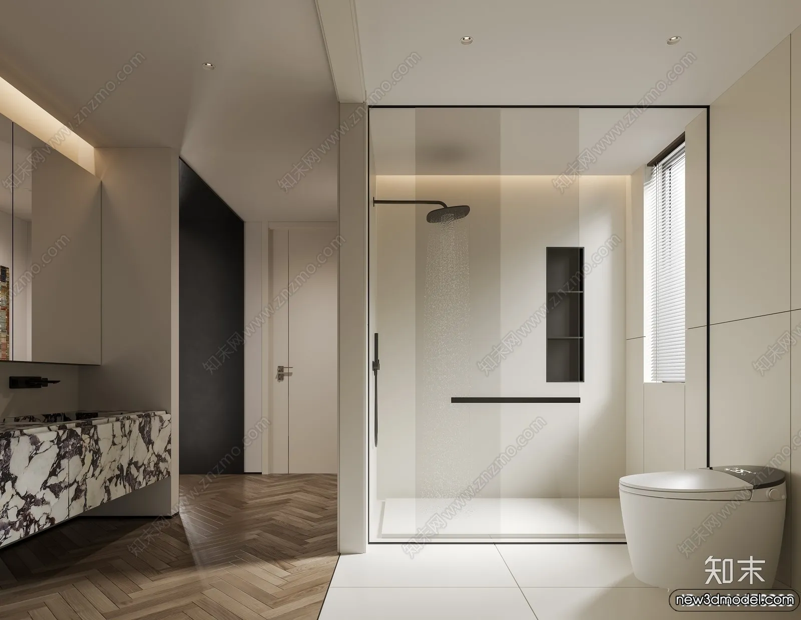 Bathroom – WC – Restroom – 3D Interior Scene – Modern Style – 059