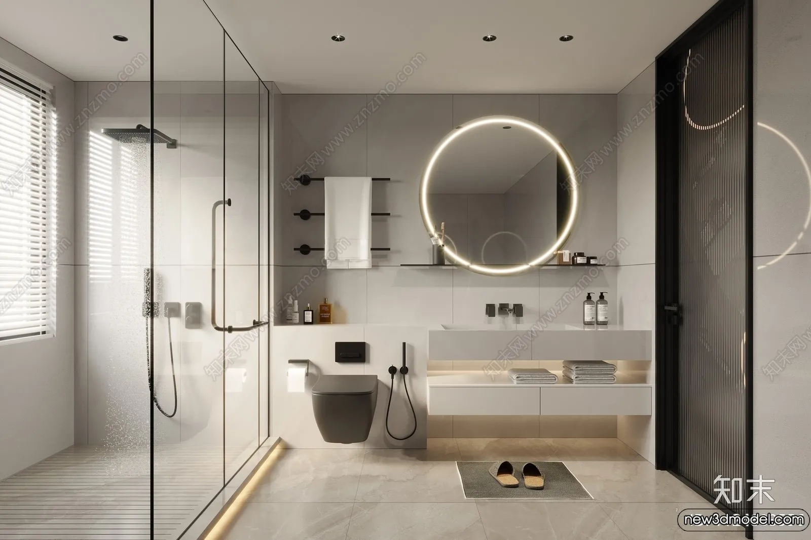 Bathroom – WC – Restroom – 3D Interior Scene – Modern Style – 062