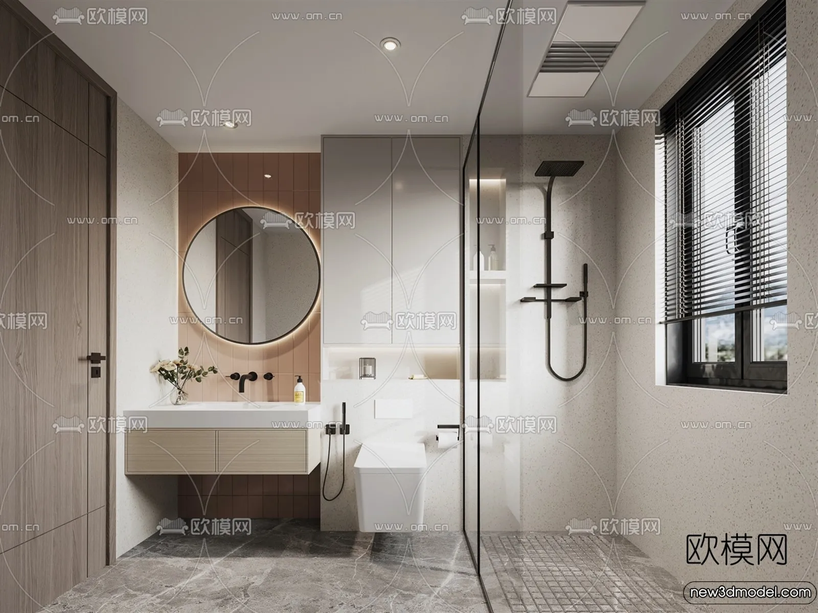 Bathroom – WC – Restroom – 3D Interior Scene – Modern Style – 063