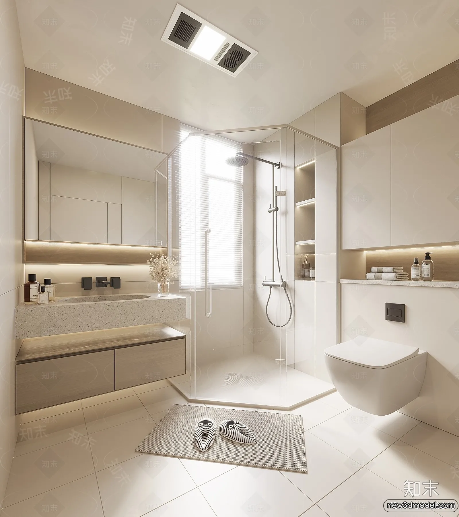 Bathroom – WC – Restroom – 3D Interior Scene – Modern Style – 064