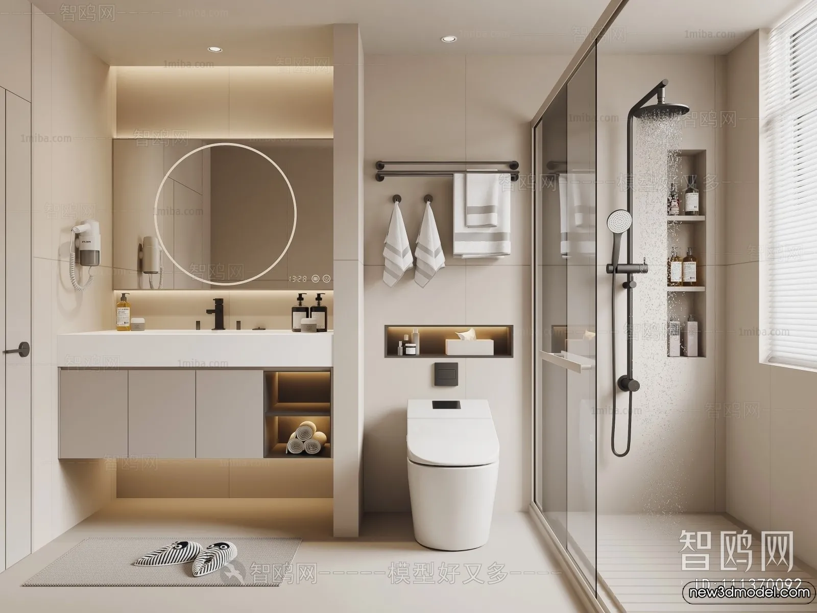 Bathroom – WC – Restroom – 3D Interior Scene – Modern Style – 069