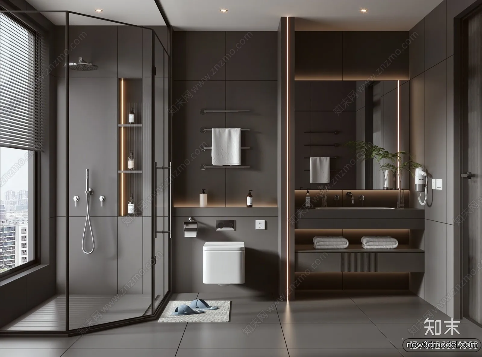 Bathroom – WC – Restroom – 3D Interior Scene – Modern Style – 071