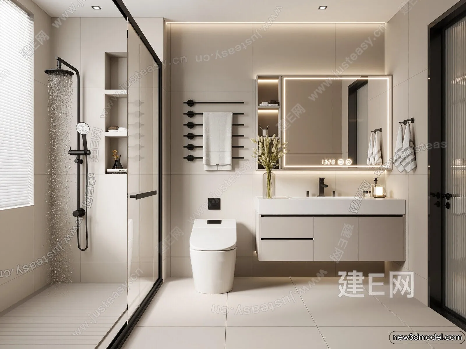 Bathroom – WC – Restroom – 3D Interior Scene – Modern Style – 072