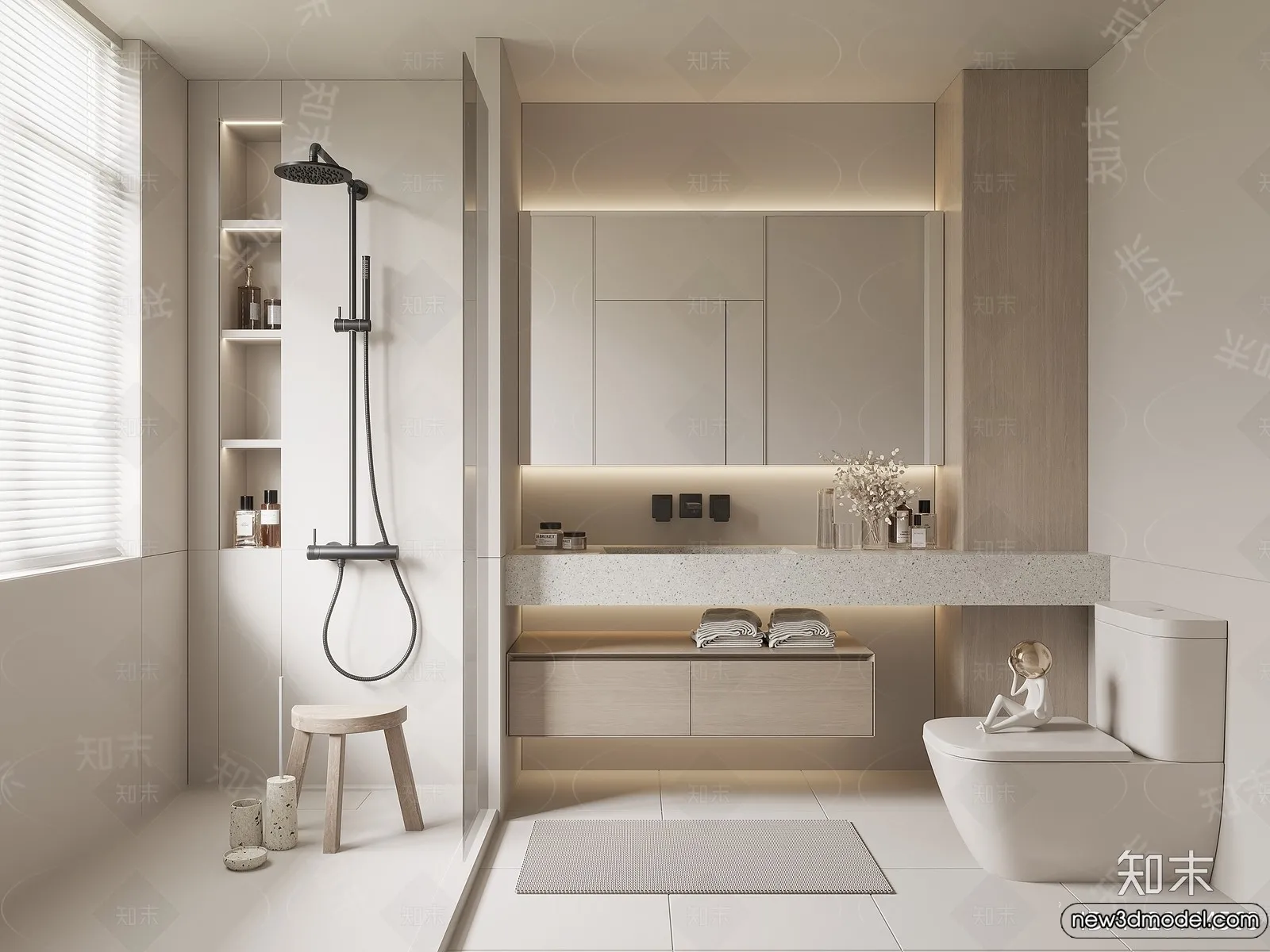 Bathroom – WC – Restroom – 3D Interior Scene – Modern Style – 075