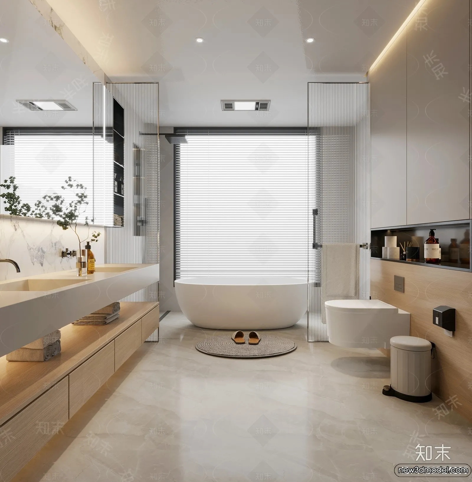 Bathroom – WC – Restroom – 3D Interior Scene – Modern Style – 078