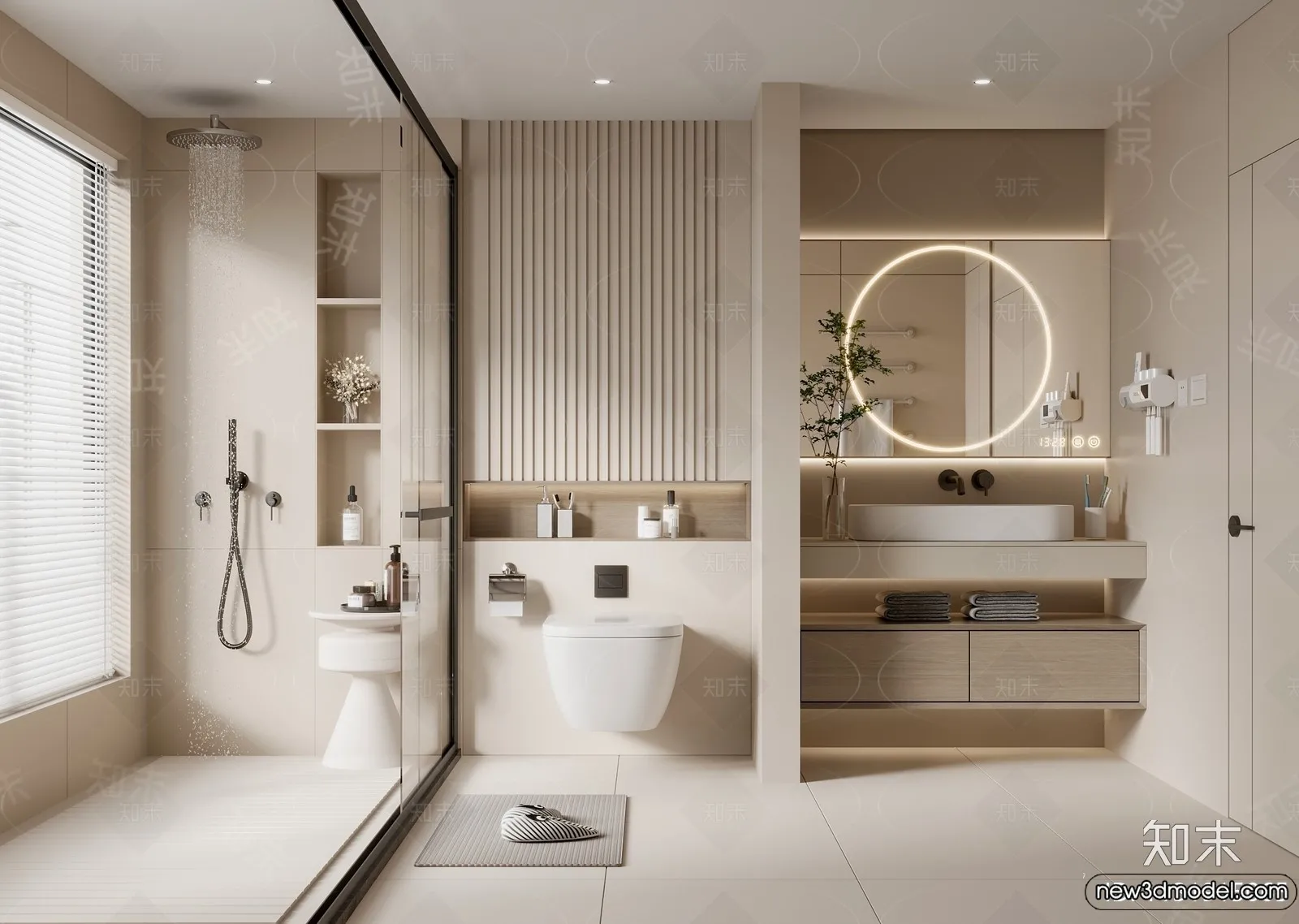 Bathroom – WC – Restroom – 3D Interior Scene – Modern Style – 081