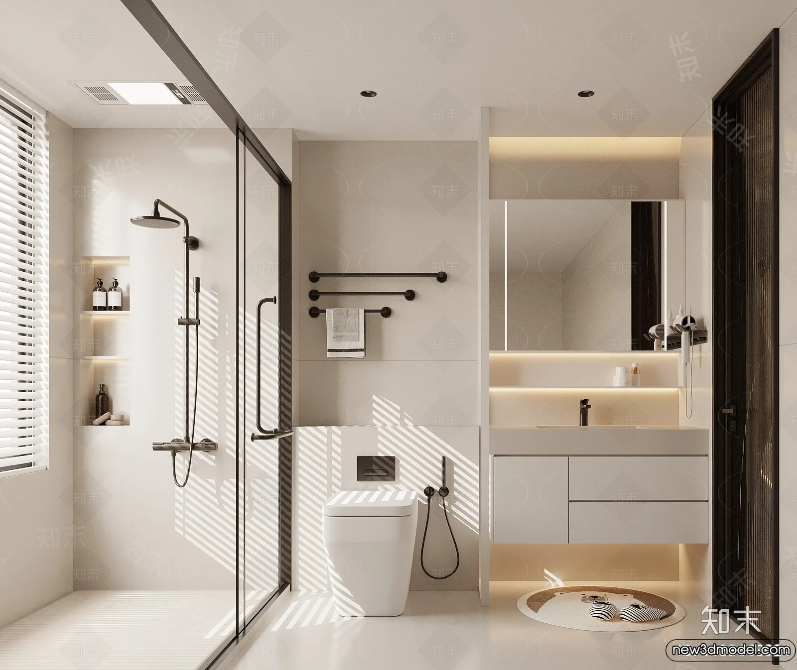 Bathroom – WC – Restroom – 3D Interior Scene – Modern Style – 082