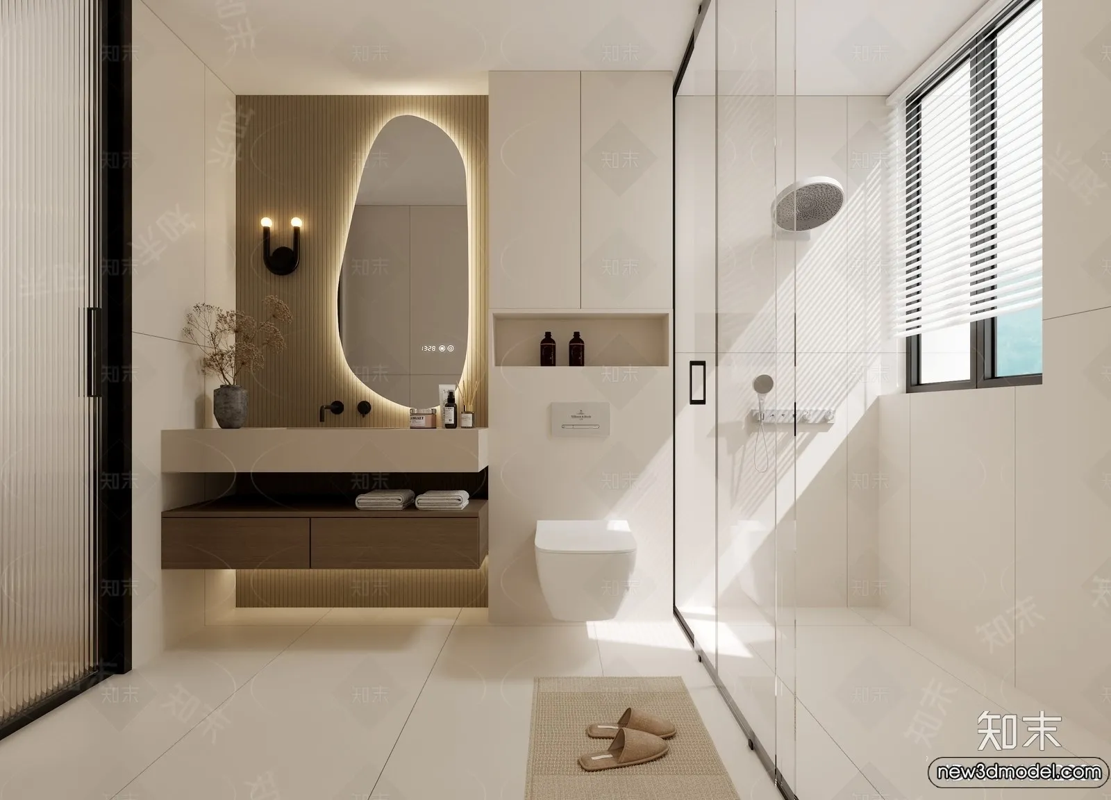 Bathroom – WC – Restroom – 3D Interior Scene – Modern Style – 089