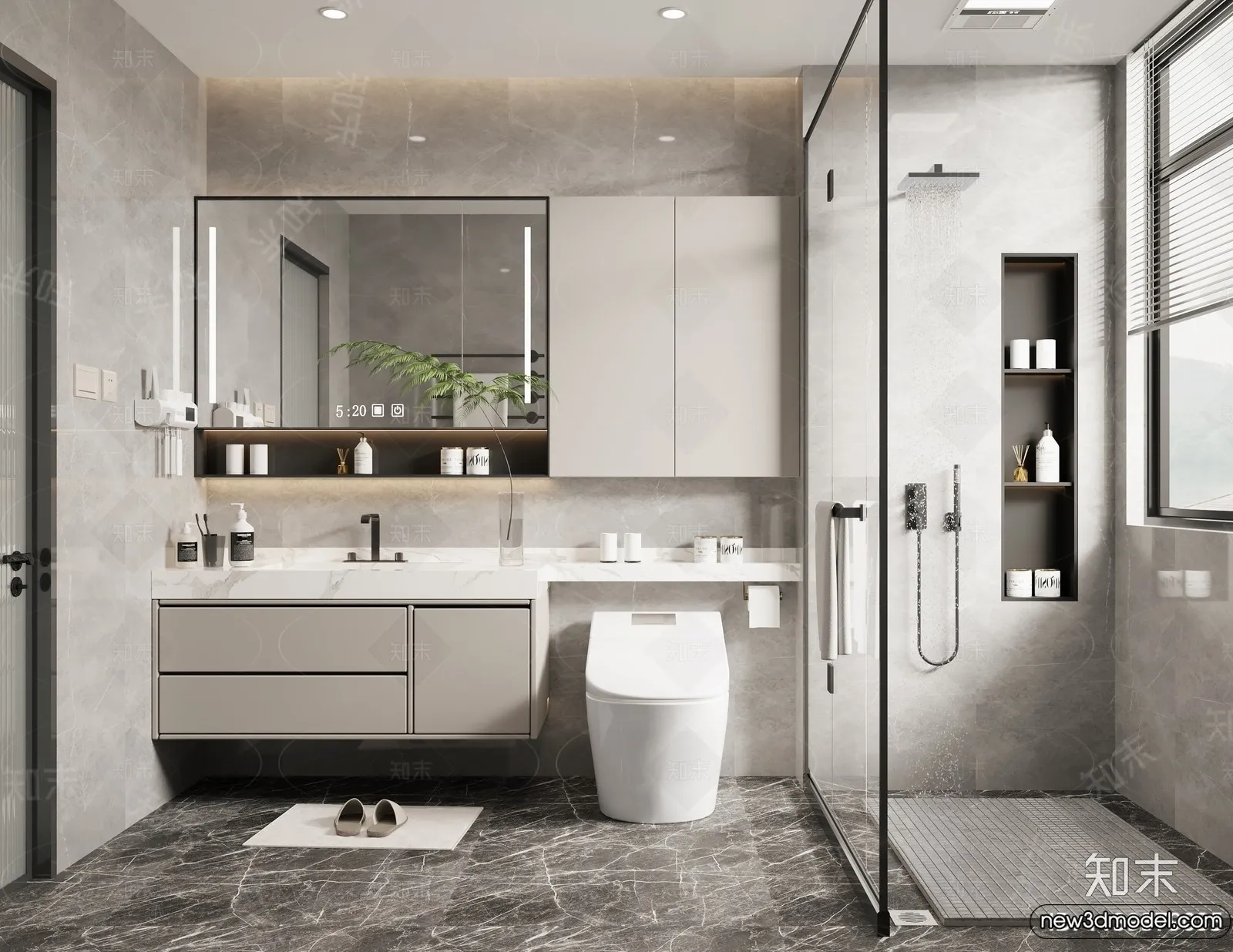 Bathroom – WC – Restroom – 3D Interior Scene – Modern Style – 102