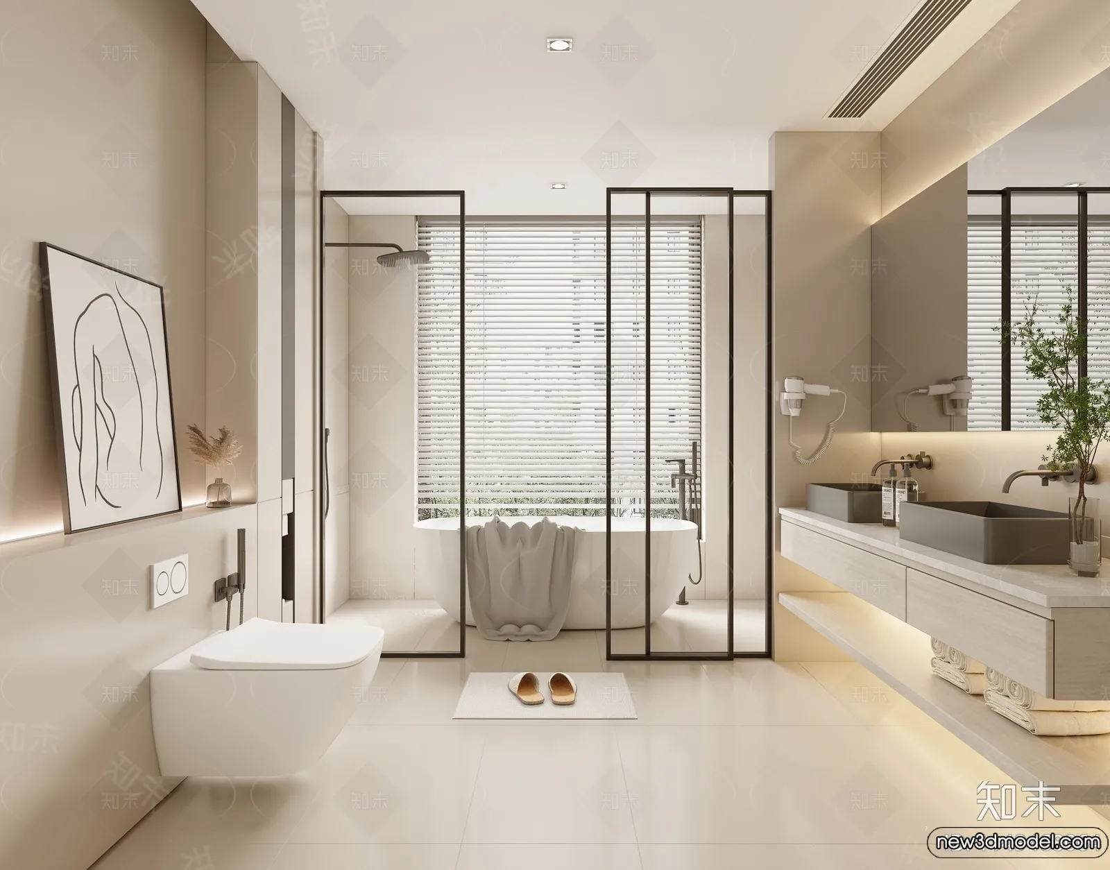 Bathroom – WC – Restroom – 3D Interior Scene – Modern Style – 103