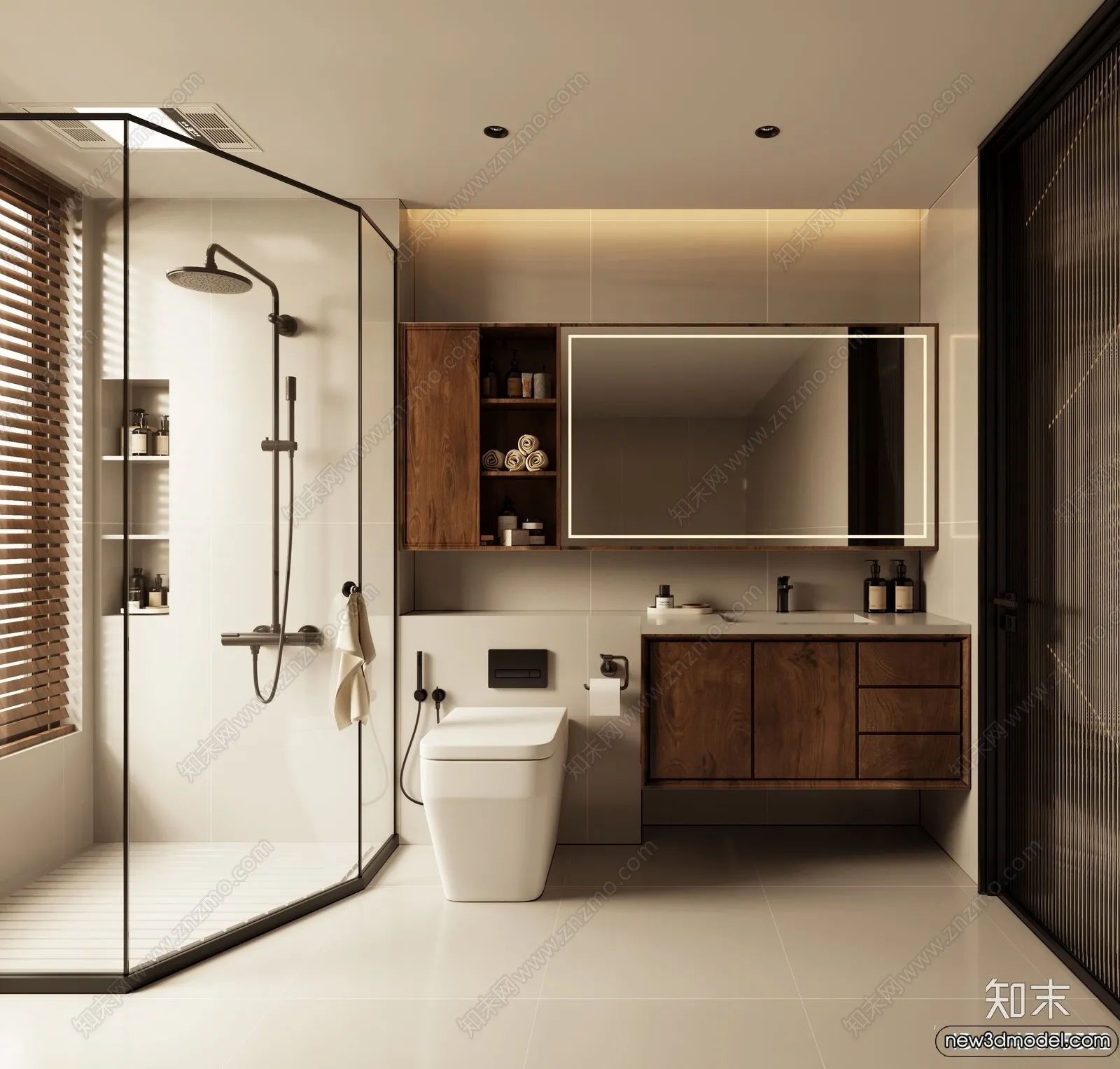 Bathroom – WC – Restroom – 3D Interior Scene – Modern Style – 104