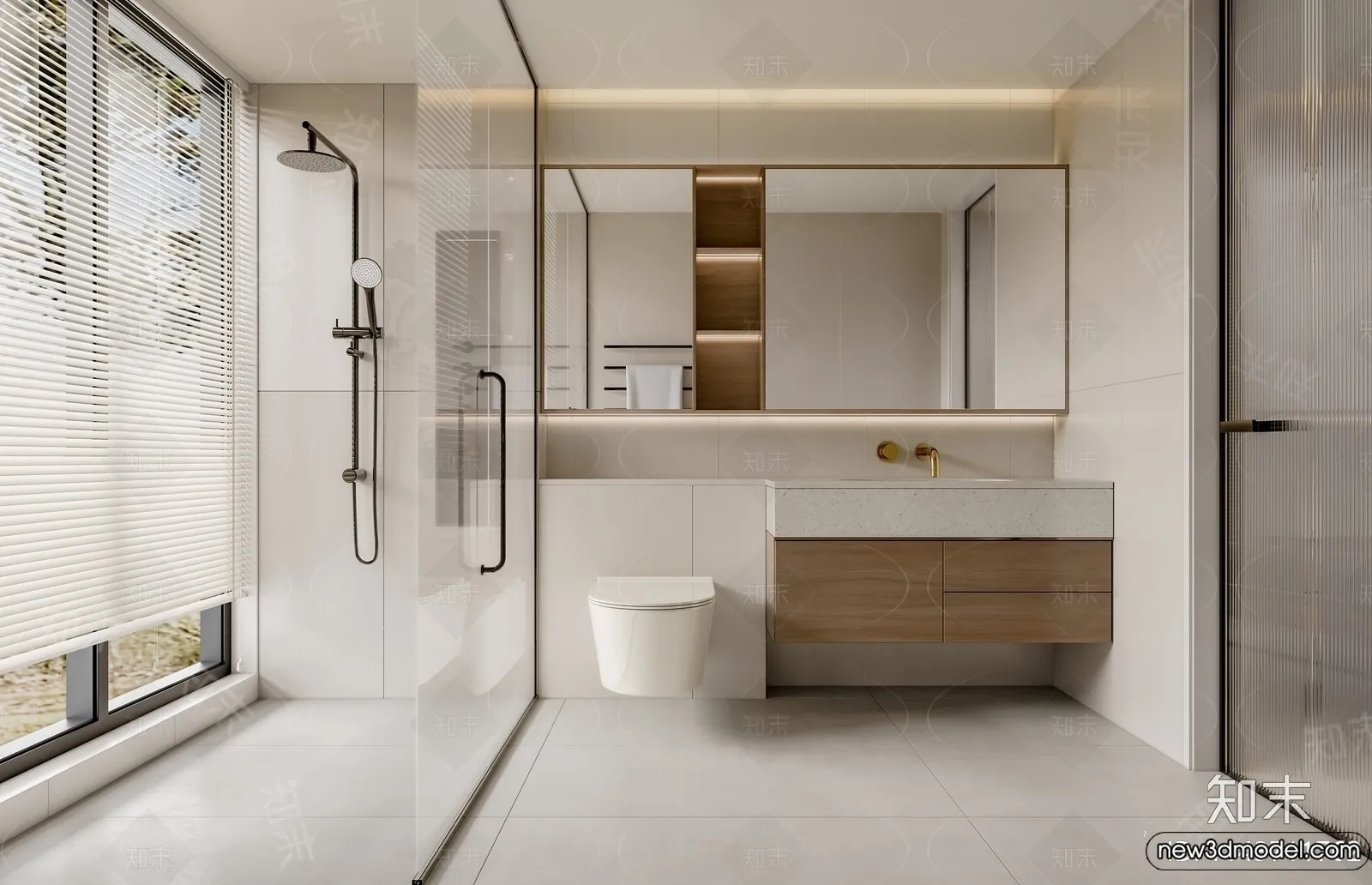 Bathroom – WC – Restroom – 3D Interior Scene – Modern Style – 105