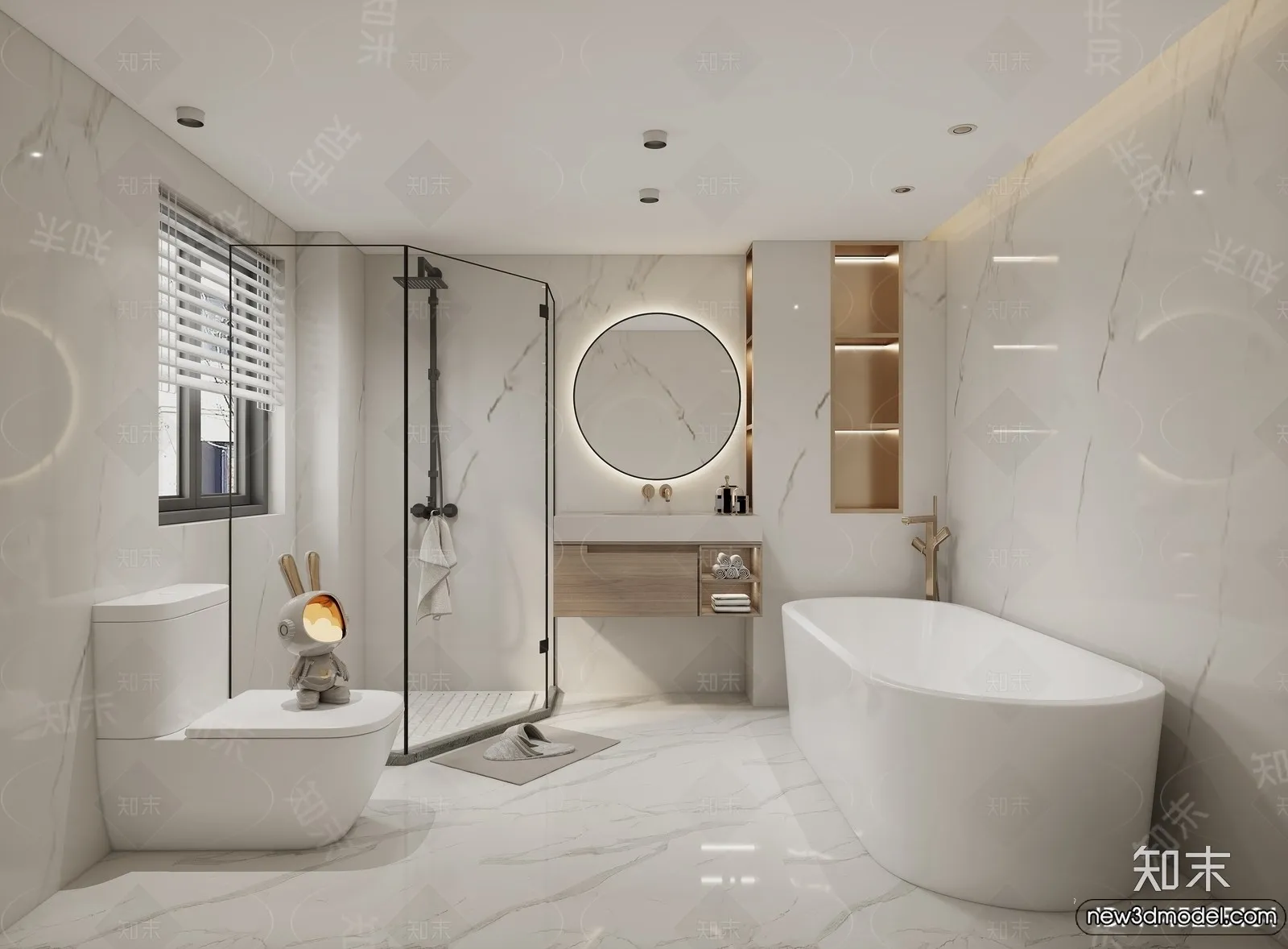 Bathroom – WC – Restroom – 3D Interior Scene – Modern Style – 107