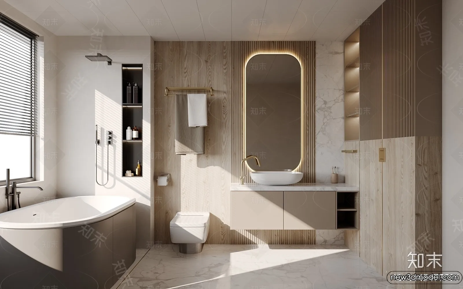 Bathroom – WC – Restroom – 3D Interior Scene – Modern Style – 109