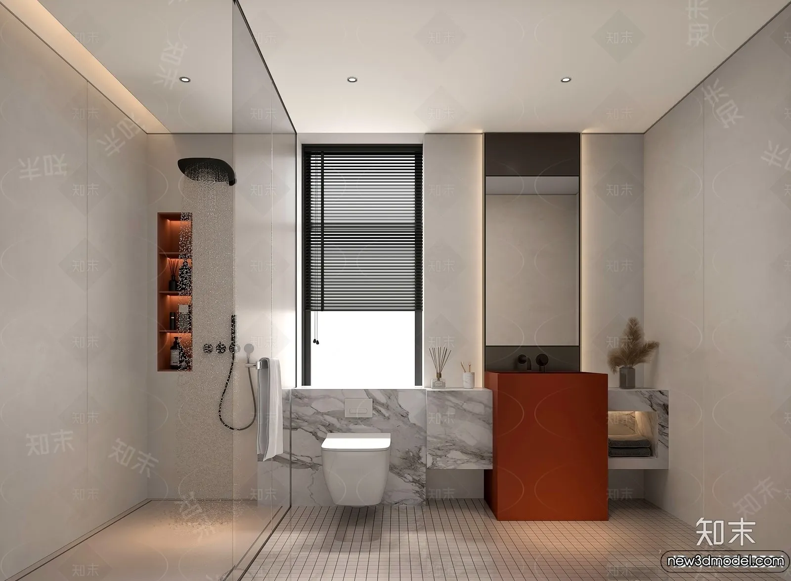 Bathroom – WC – Restroom – 3D Interior Scene – Modern Style – 114