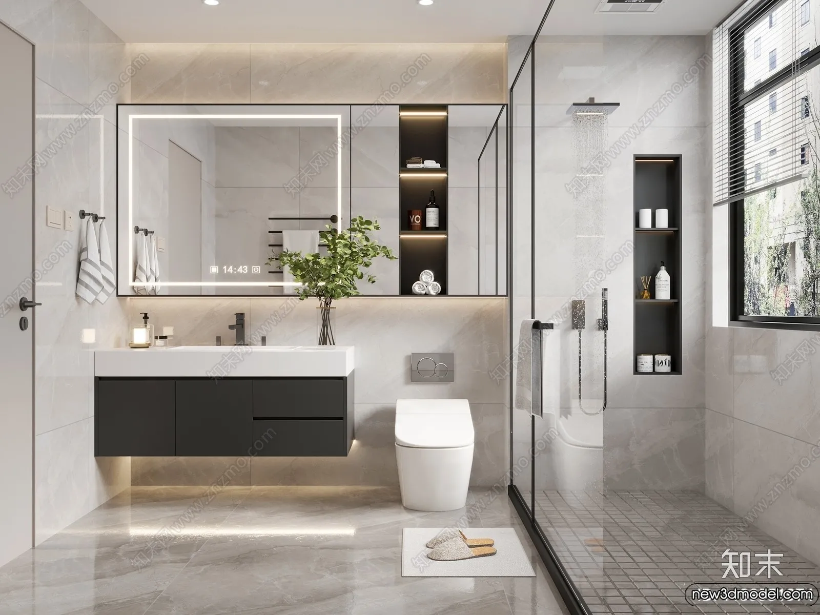 Bathroom – WC – Restroom – 3D Interior Scene – Modern Style – 118