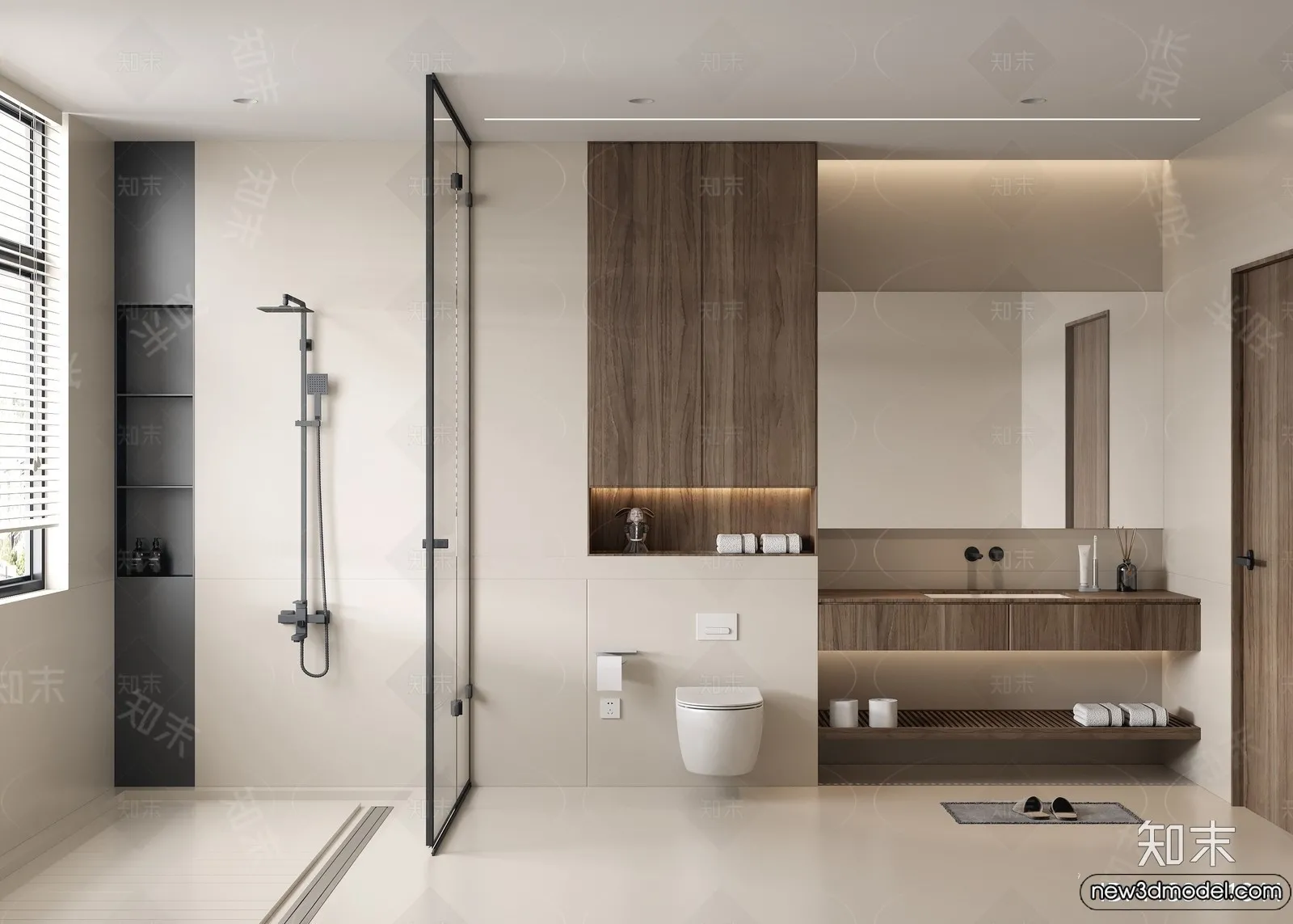 Bathroom – WC – Restroom – 3D Interior Scene – Modern Style – 119