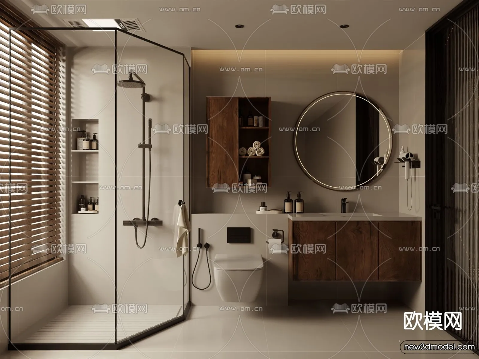 Bathroom – WC – Restroom – 3D Interior Scene – Modern Style – 122