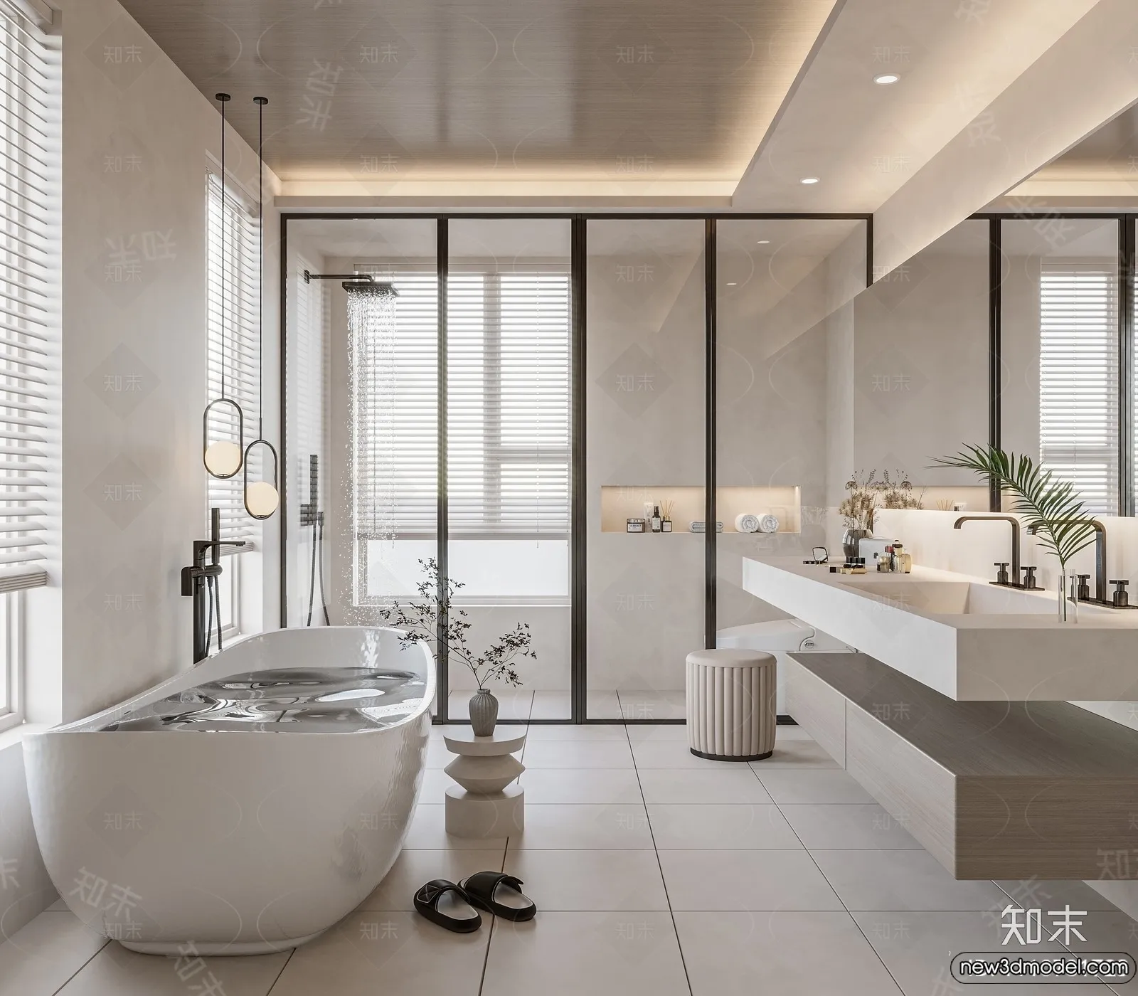 Bathroom – WC – Restroom – 3D Interior Scene – Modern Style – 126