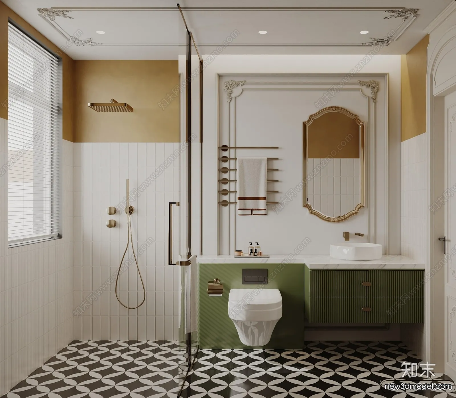 Bathroom – WC – Restroom – 3D Interior Scene – Modern Style – 130