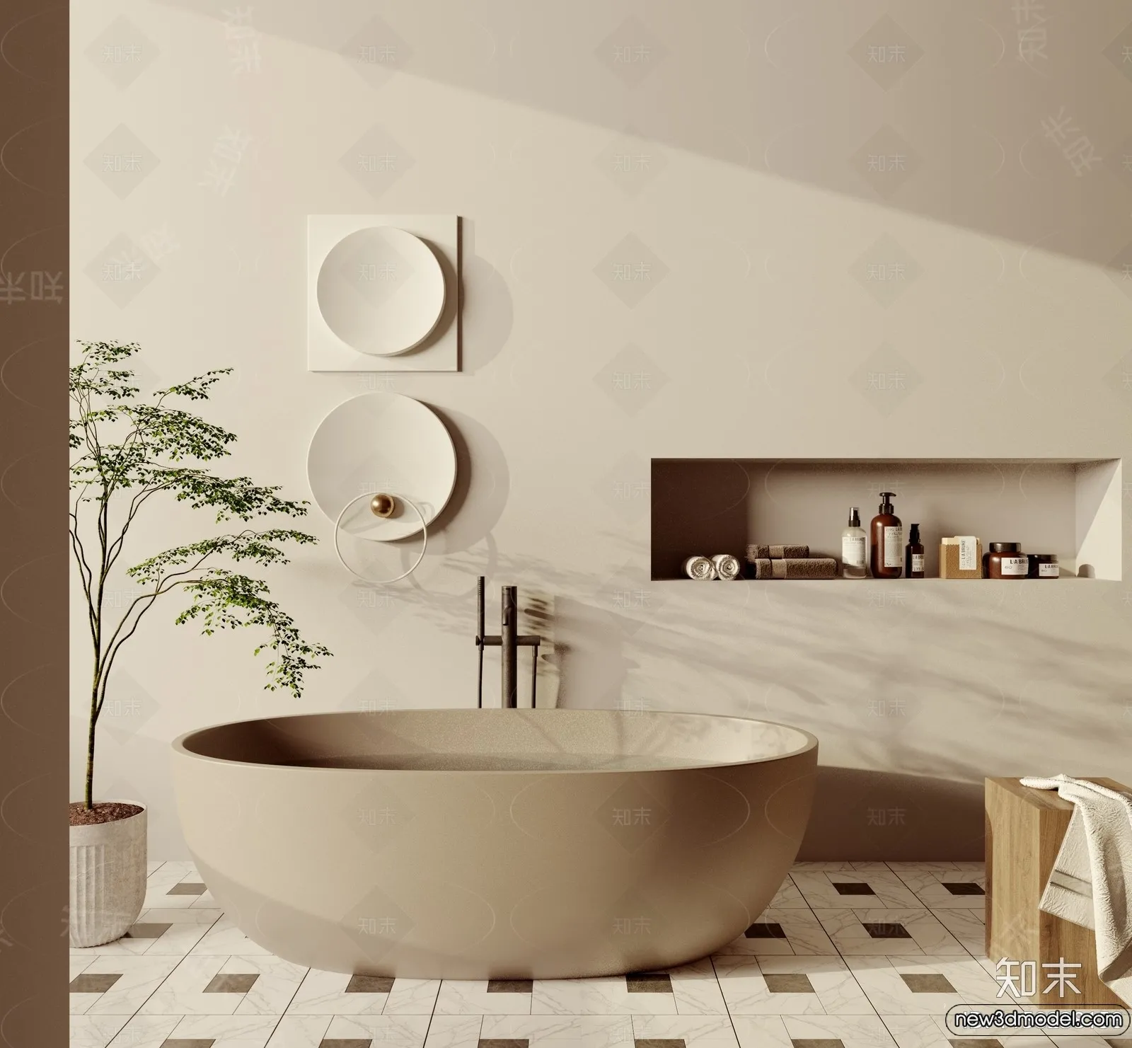 Bathroom – WC – Restroom – 3D Interior Scene – Modern Style – 131